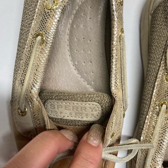 Sperry top sliders glitter tan size 9.5 - Picture 5 of 7